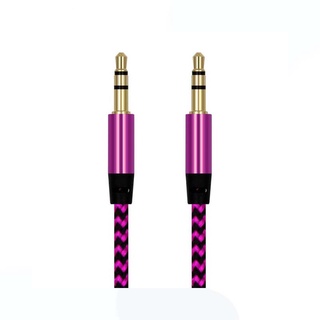 Dây cáp âm thanh Aux 3.5mm dài 1m cho loa, Mp3, điện thoại, xe hơi, máy tính - Cáp Dây Dù Mạ Vàng 2 đầu 3.5mm