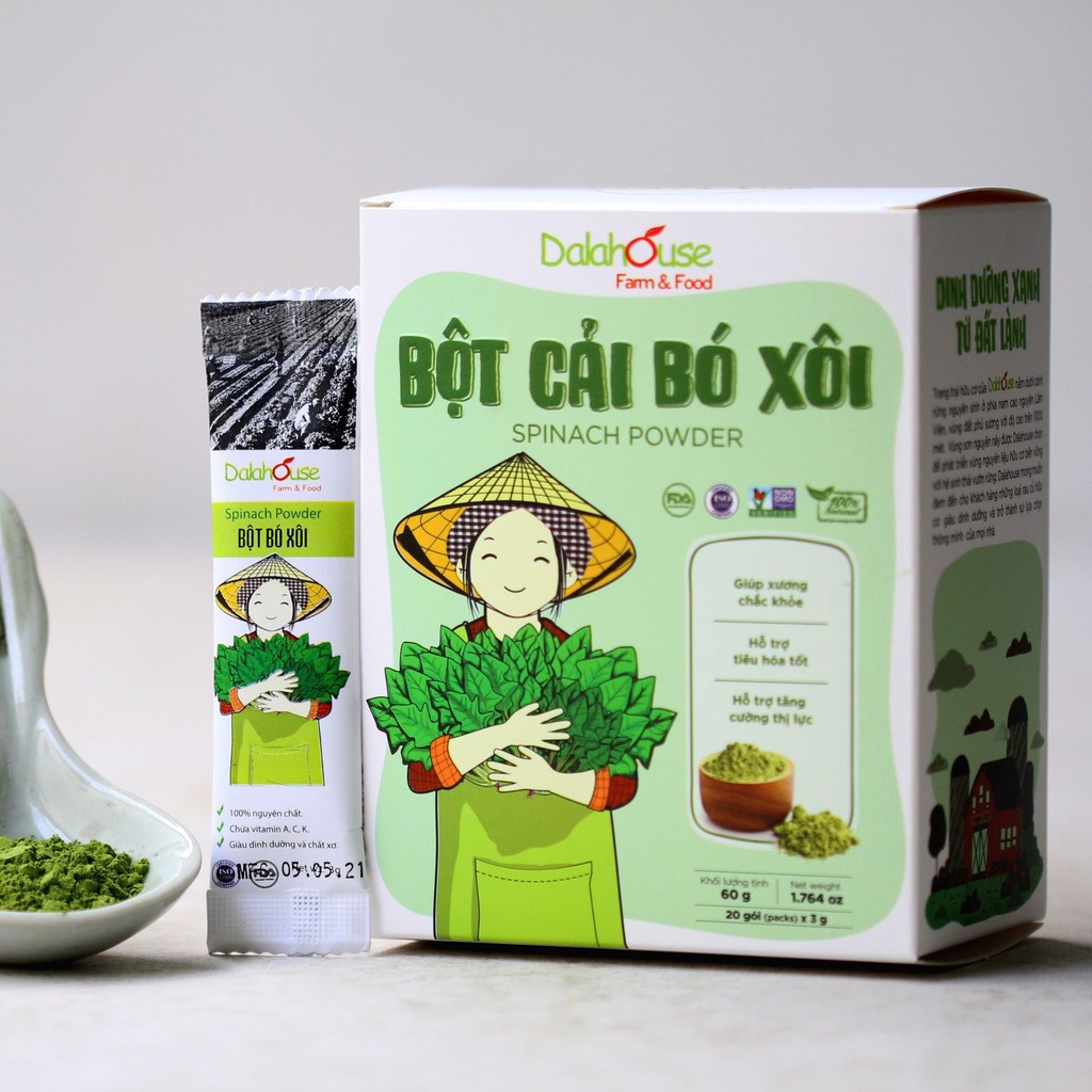 Ảnh Bột cải bó xôi hữu cơ Dalahouse 60gr nguyên chất sấy lạnh, đạt tiêu chuẩn Châu Âu 3