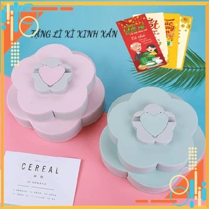 Khay đựng bánh kẹo Tết đẹp, Hộp đựng mứt Tết 2 tầng cao cấp mẫu hot 2021