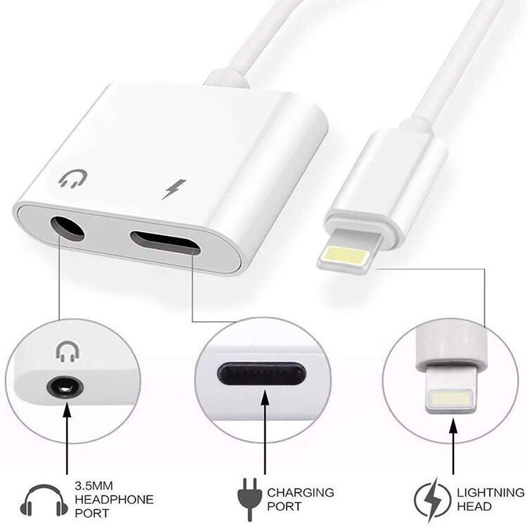 Bộ chia tai nghe jack 3.5 + chân sạc lightning vừa sạc vừa nghe nhạ cho iphone 7/8/X/Xs/11/12/pro/plus/promax