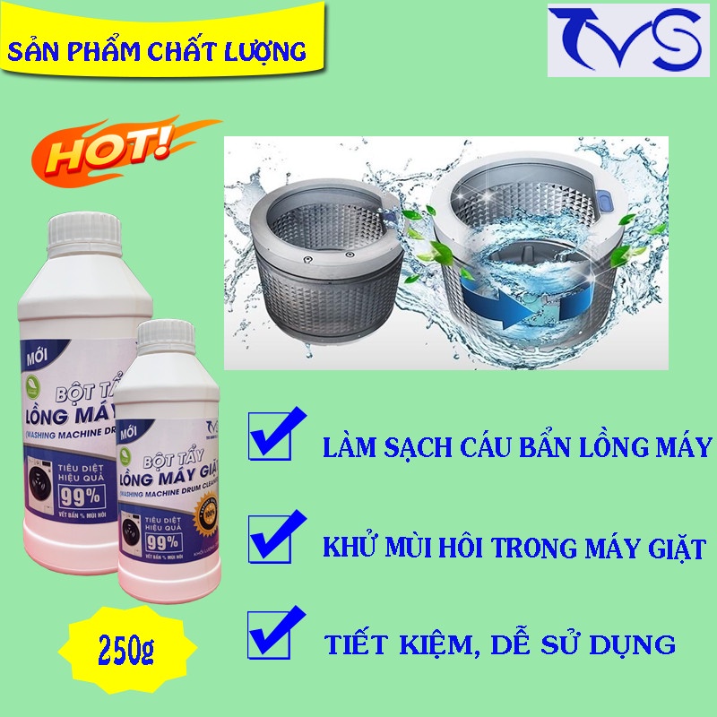 Ảnh Bột Tẩy Lồng Máy Giặt TVS Loại Mạnh, Vệ Sinh Lồng Máy Giặt Cửa Đứng Cửa Ngang 300g 2
