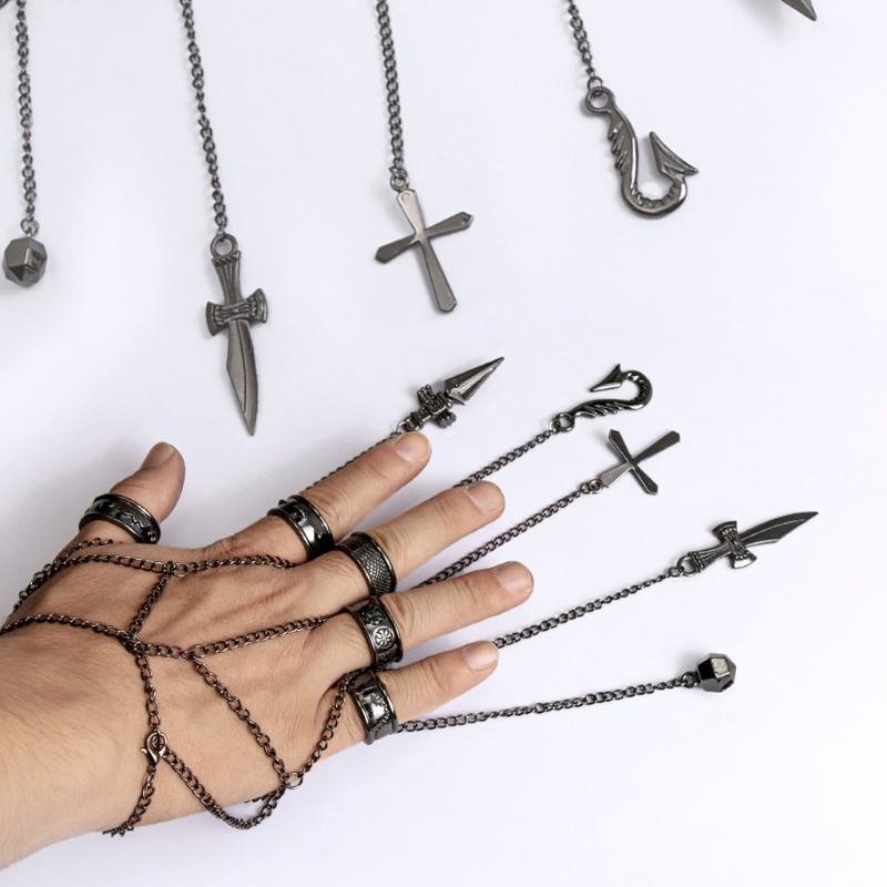 Tốt nhất Full five Rapers Hunter Cosplay Nhẫn Trang Sức Kurapika Dây Xích Vòng Tay