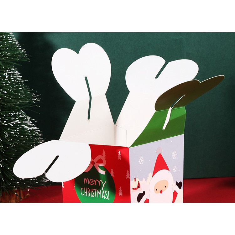 Hộp đựng quà Giáng Sinh cỡ 8.5x8.5x10cm dùng làm hộp quà tặng hoặc treo cây thông Noel