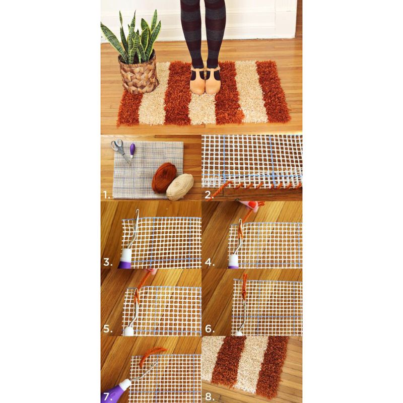 Pattern Rug Hooking Mesh Canvas  Bent for Latch Hook DIY Kit Tool for
