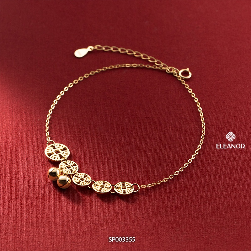 Lắc chân nữ titan Eleanor Accessories mắt xích hình kim tiền phối bi tròn phụ kiện trang sức 3355