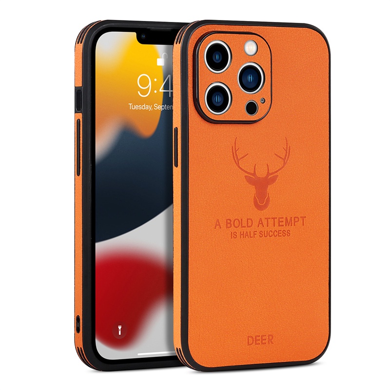 Dành Cho iPhone 16 15 14 Plus 13 Pro Max 16pro 13pro Chống Sốc Mềm Hươu Ốp Lưng Da Kinh Doanh Sang Trọng Ốp lưng Funda