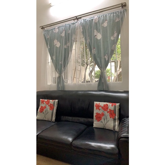 Ảnh Rèm cửa dán tường Levika Cây xương rồng xanh hoạt tiết hoa kèm 2