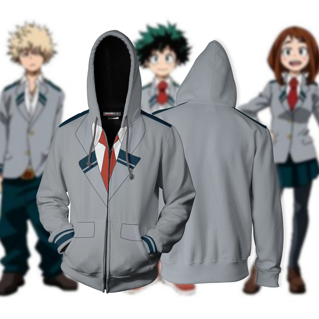 My Hero Giới Học Thuật Dây Kéo Áo Khoác Anime Áo Len In 3D