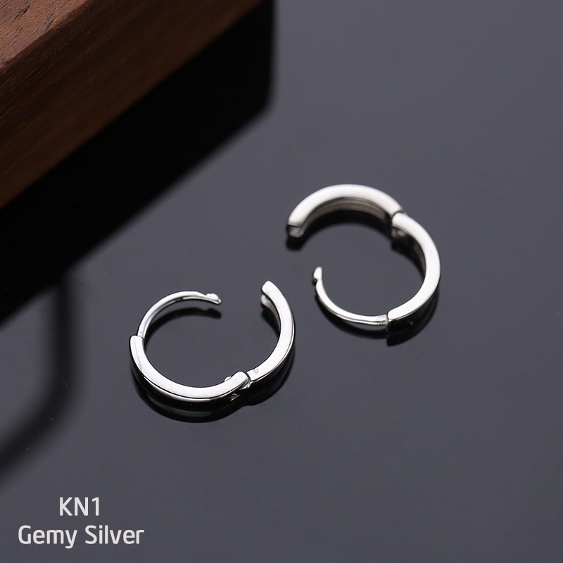 Khuyên tai nam tròn bạc Heli nhiều size trơn basic nữ unisex (1 chiếc) | GEMY SILVER KN1