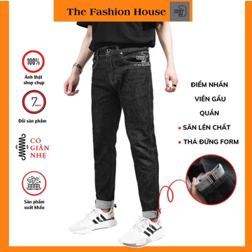 Quần jean nam đen muối tiêu quần bò nam đen muối tiêu quần jean chất bò quần jean nam cao cấp The Fashion House M5071