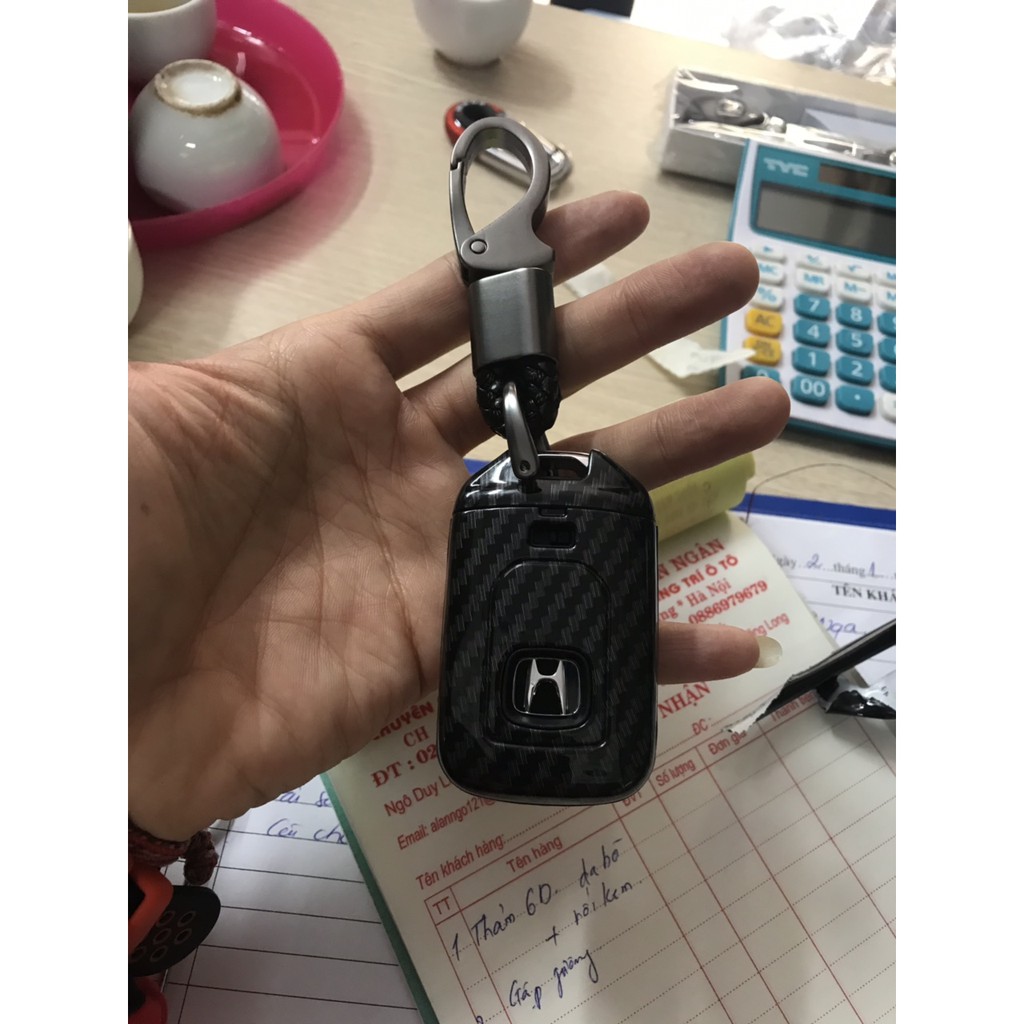 Ốp chìa khóa ô tô Honda CRV, Civic, Honda City.Chìa 3 nút, Chất liệu nhựa ABS vân carbon cao cấp