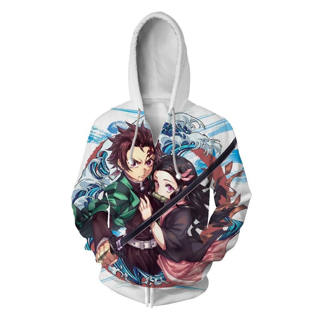 Demon Slayer Dây Kéo Áo Kimetsu no Yaiba Anime Áo Khoác 3D In Áo Khoác