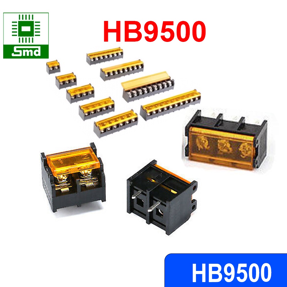 HB9500 Có nắp che Domino, Connecter, Cầu Đấu 9.5MM Màu Đen Có Nắp Bảo ...