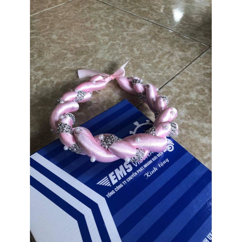 Mấn (vấn) xoắn đôi đính hạt ngọctrai, mấn đội đầu áo dài, phụ kiện thời trang, phụ kiện cưới