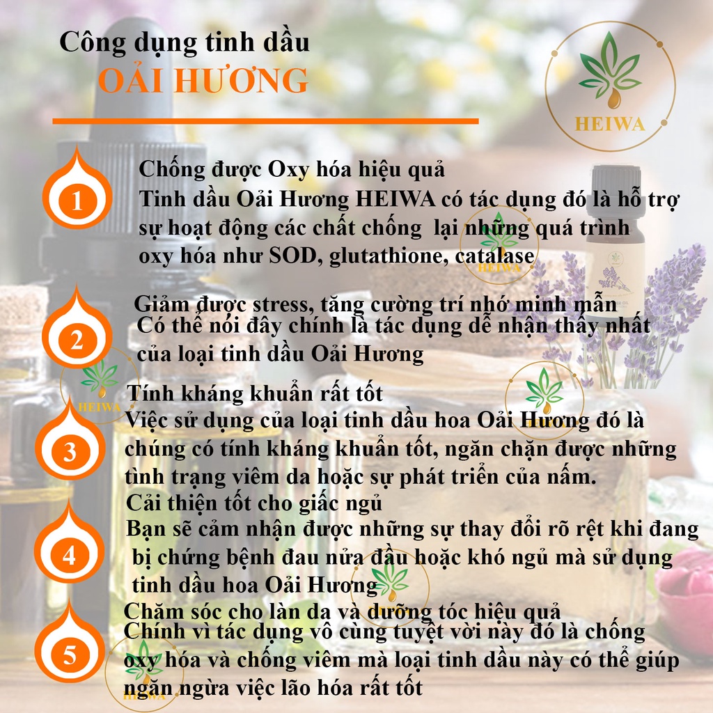 Ảnh Tinh dầu Oải hương thương hiệu HEIWA nhập khẩu Ấn Độ có giấy kiểm định, dung tích 10ml 3