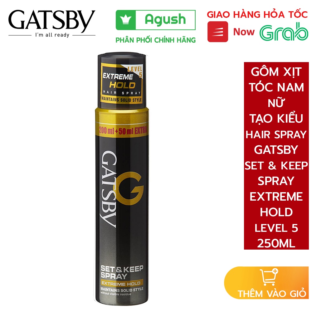 Gôm xịt tóc nam nữ thơm cứng giữ nếp lâu chính hãng nhật bản Gatsby Hair Spray Extreme Hold chai to 250ml không bết dính
