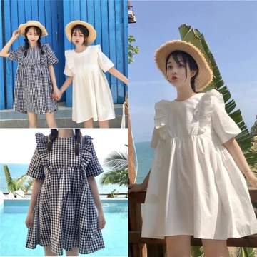 Đầm babydoll nữ 💓 đầm dáng xòe viền bèo 💓 babydoll viền bèo về 2 màu