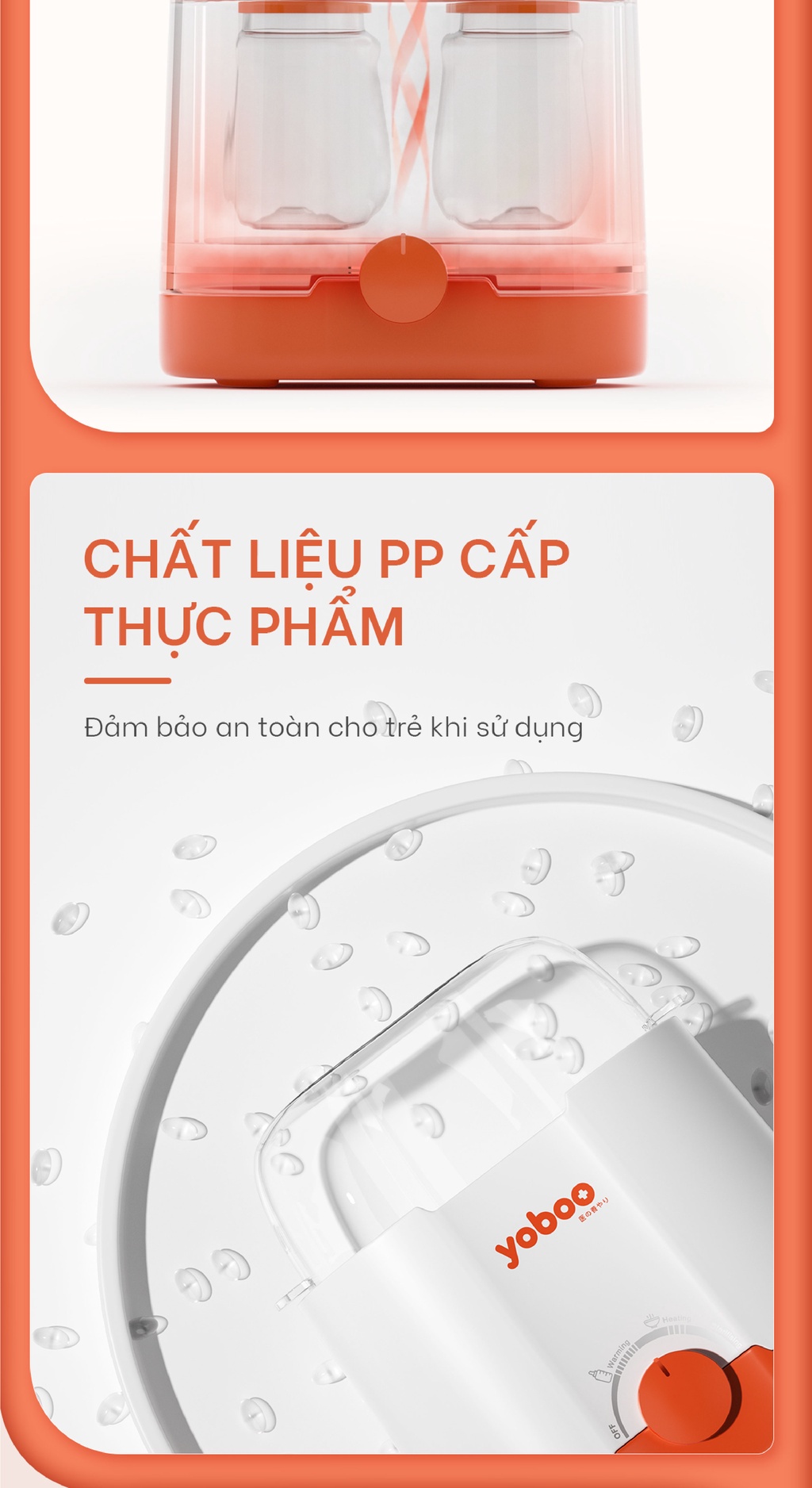 Mô tả Máy hâm sữa tiệt trùng, rả đông, giữ ấm Yoboo YB-0041 thiết kế 2 ngăn 3in1 làm nóng thức ăn - Hàng Chính Hãng - 6