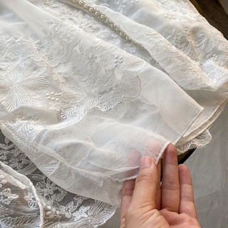 Áo Khoác Cardigan Chiffon Mỏng Tay Dài Cổ Chữ V Thêu Họa Tiết Đính Ngọc Trai Phong Cách Phương Tây Thời Trang Mùa Hè Hàng Mới Dành Cho Bạn Nữ