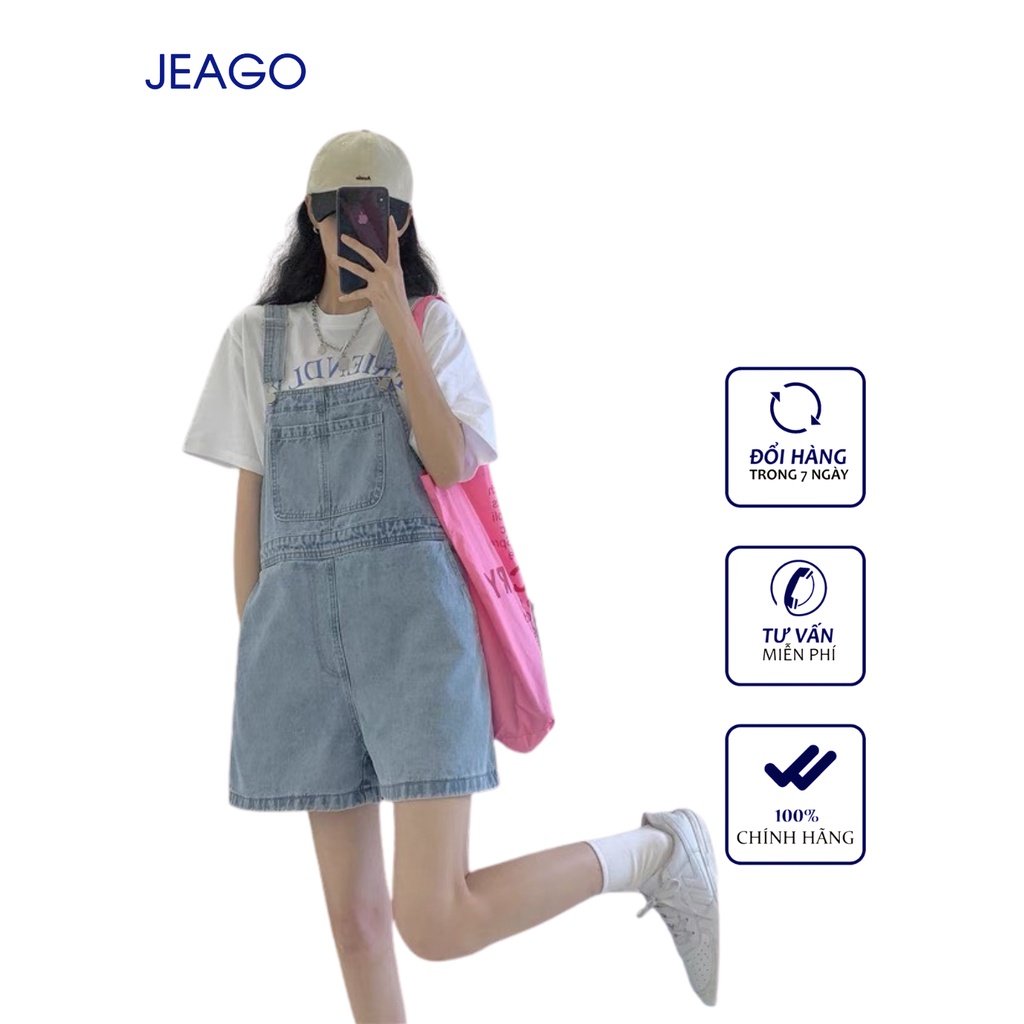 Quần Yếm Jeans Màu Xanh Nhạt Dành Cho Nữ JEAGOVN
