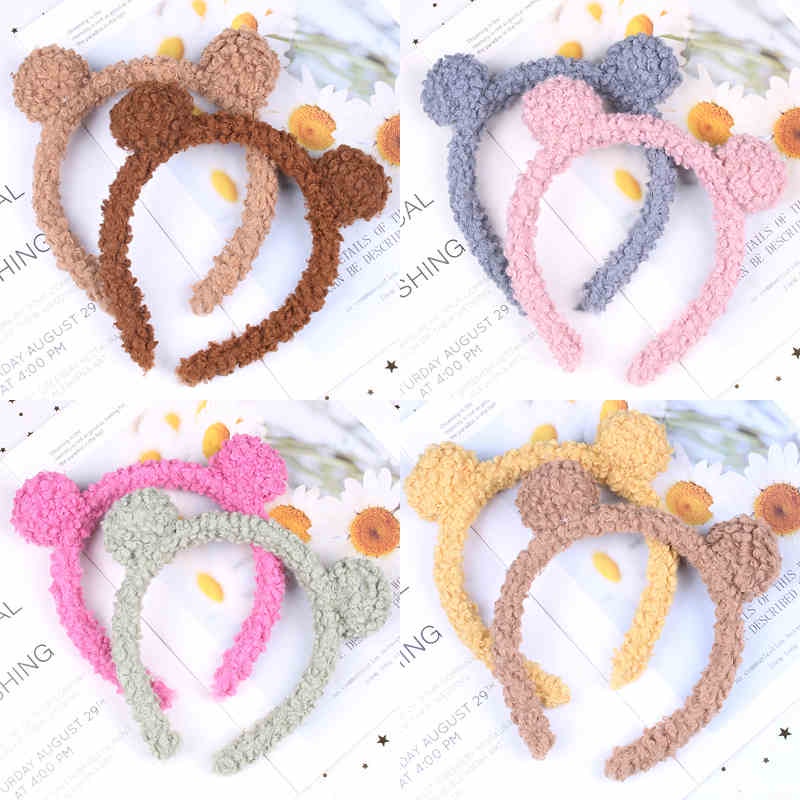 Bờm tóc cute, Bờm gấu dễ thương, Băng đô rửa mặt lông cừu nhiều màu sắc phong cách Hàn Quốc