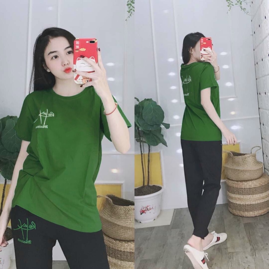 Đồ bigsize nữ ESHOP mặc nhà thể thao quần dài trung niên đẹp dễ thương đi chơi ngủ thun cotton form rộng DB122