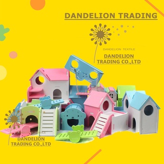 [DANDELION] Nhà Hamster Đồ chơi Hamster bằng gỗ dễ thương Nơi ẩn náu của Hamster lâu đài Lồng Hamster Đồ dùng Phụ kiện Gấu vàng Lợn Hà Lan Nhà thú cưng Tổ ngủ Biệt thự Hamster Tổ