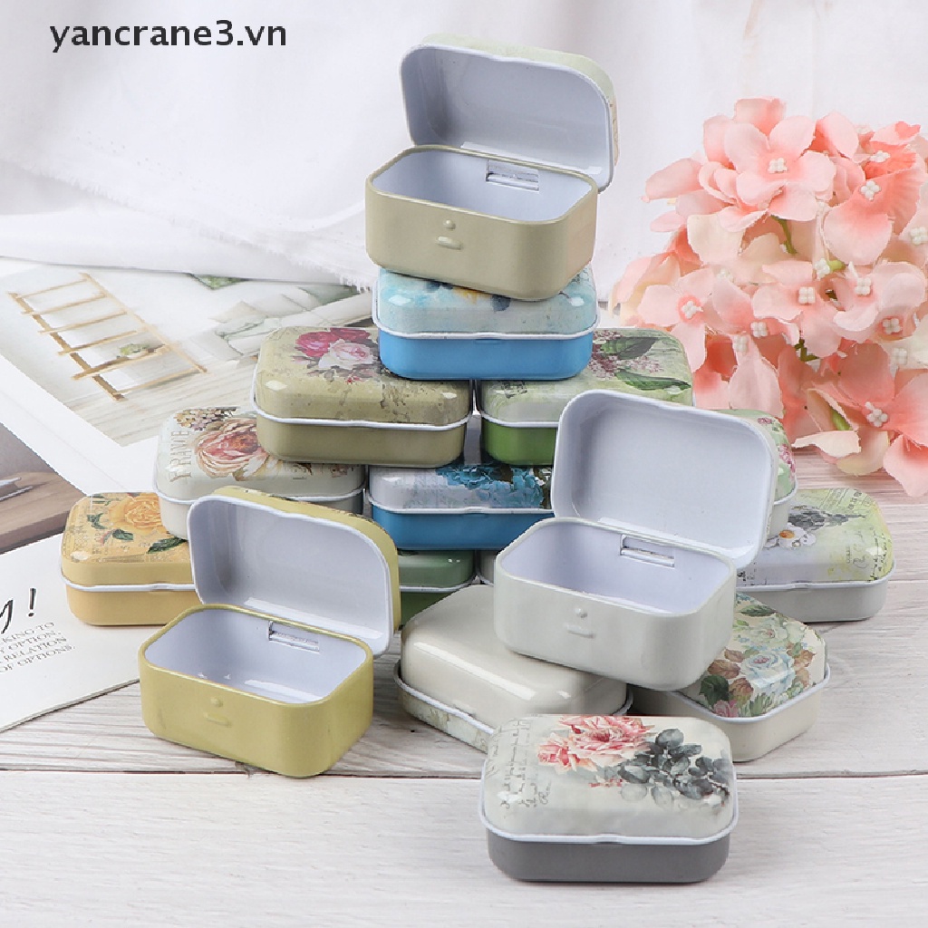 {Home} Hộp Thiếc Nhỏ Hình Chữ Nhật Đựng Trang Sức / Tiền Xu / Hoa Bằng Thiếc