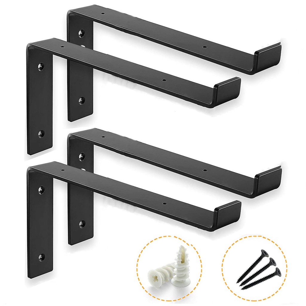 Combo 4 giá chữ L pas mặt trên 30 - 25cm (tấm gỗ 28.5 - 23.5cm), ke sắt ...