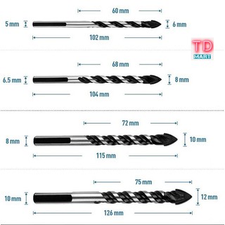 Mũi Khoan Đa Năng Chuôi 3 Cạnh, Khoan Tường, Kính, Gạch Men, Gỗ
