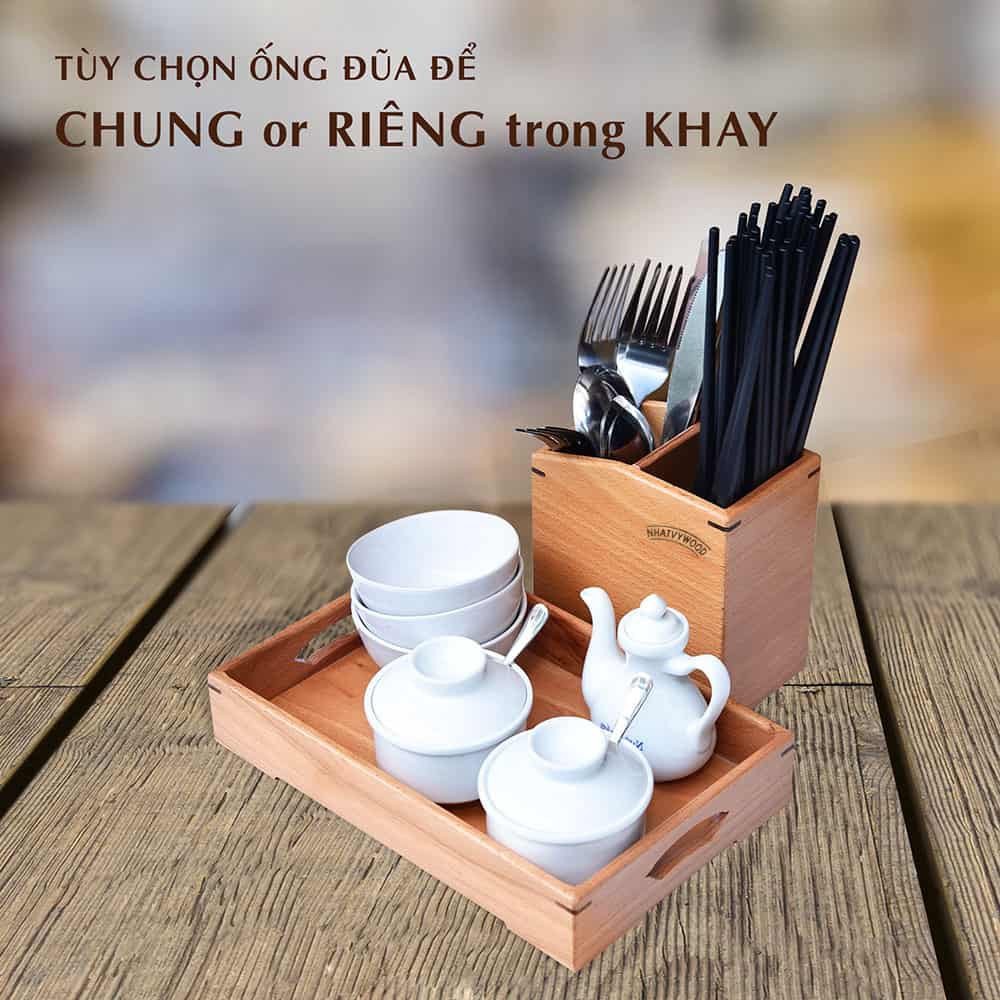 Ống đựng đũa muỗng nhà hàng, quán ăn NV5313B - Ống đũa gỗ - Ống cắm đũa - phụ kiện bàn ăn cao cấp