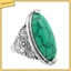 FS_Women Boho Vintage Oval Turquoise Antique Silver Plated Carving Ring Jewelry