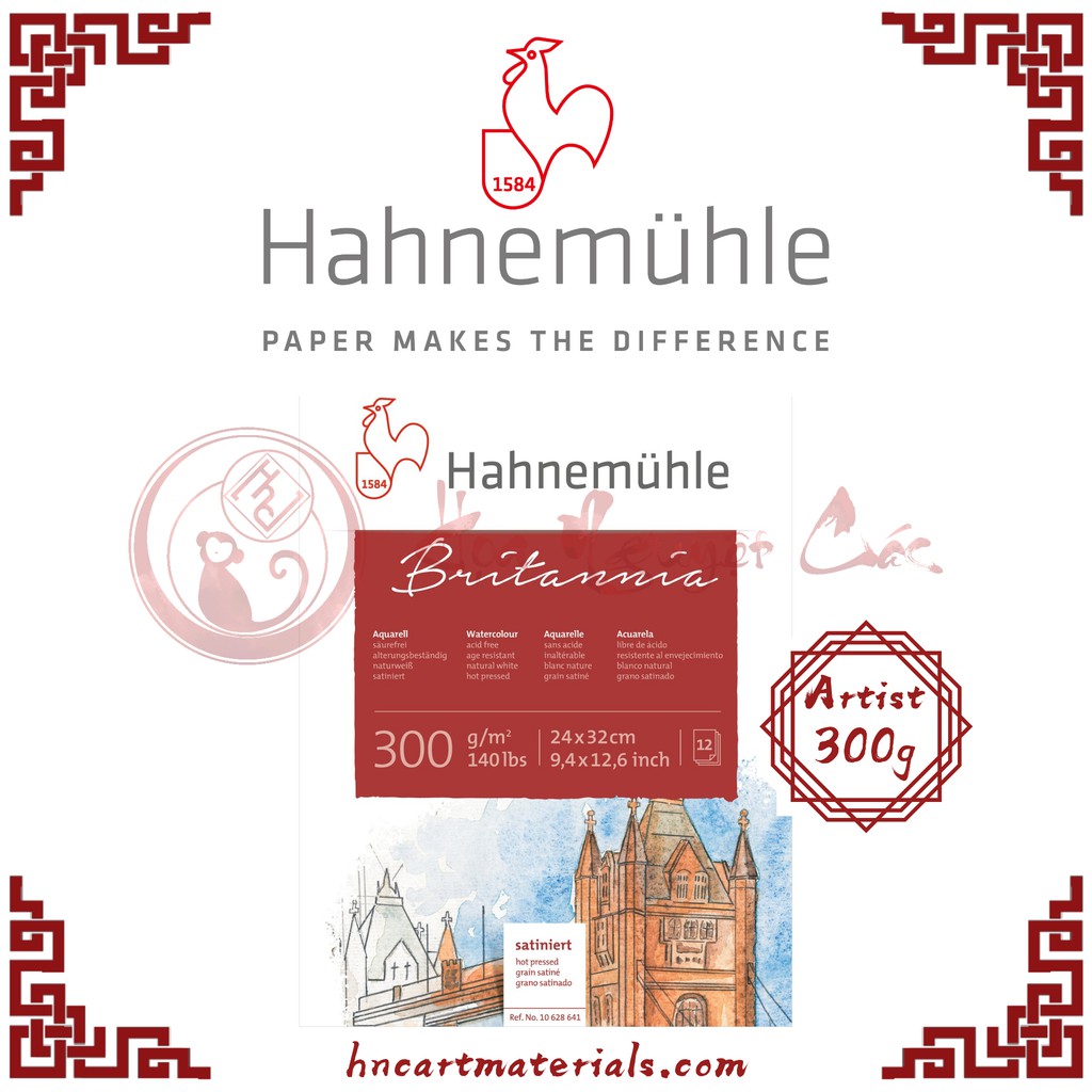Hahnemühle Cézanne Blocco Per Acquerello – 12x16 Pollici, Carta Pregiata Grana Grossa, 100% Cotone