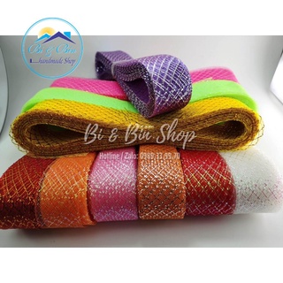 Sỉ Xấp 22m Ruy Băng Lưới Karo Rộng 4,5cm Làm Bó Hoa Cưới, Hoa Cô Dâu Và Phụ Kiện Trang Trí