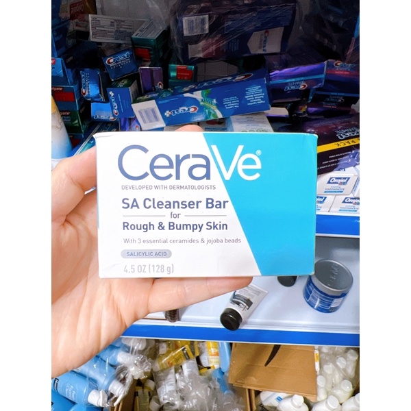 XÀ PHÒNG CERAVE SA CLEANSER BAR SOAP FOR ROUGH AND BUMPY SKIN 128G CHÍNH HÃNG GIẢM MỤN CHO MẶT