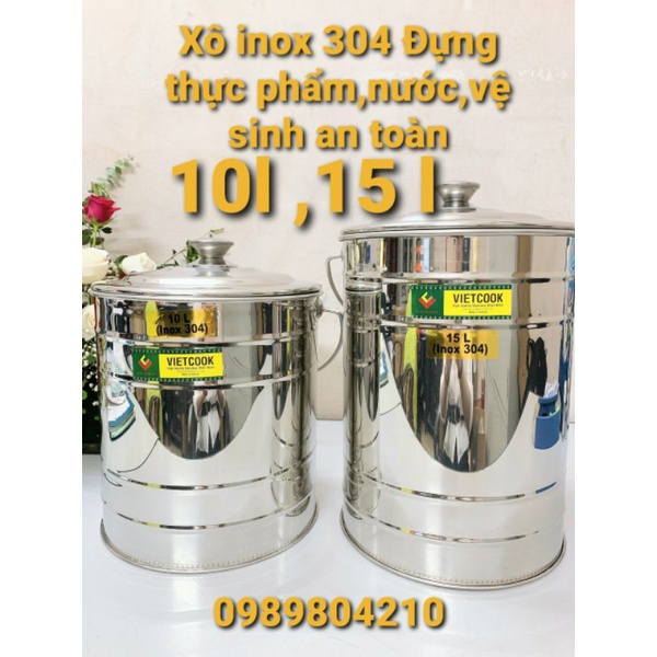 Video Xô inox SUS 304 có quai xách 10L,15 L,Xô đựng thực phẩm,nước,sữa ...