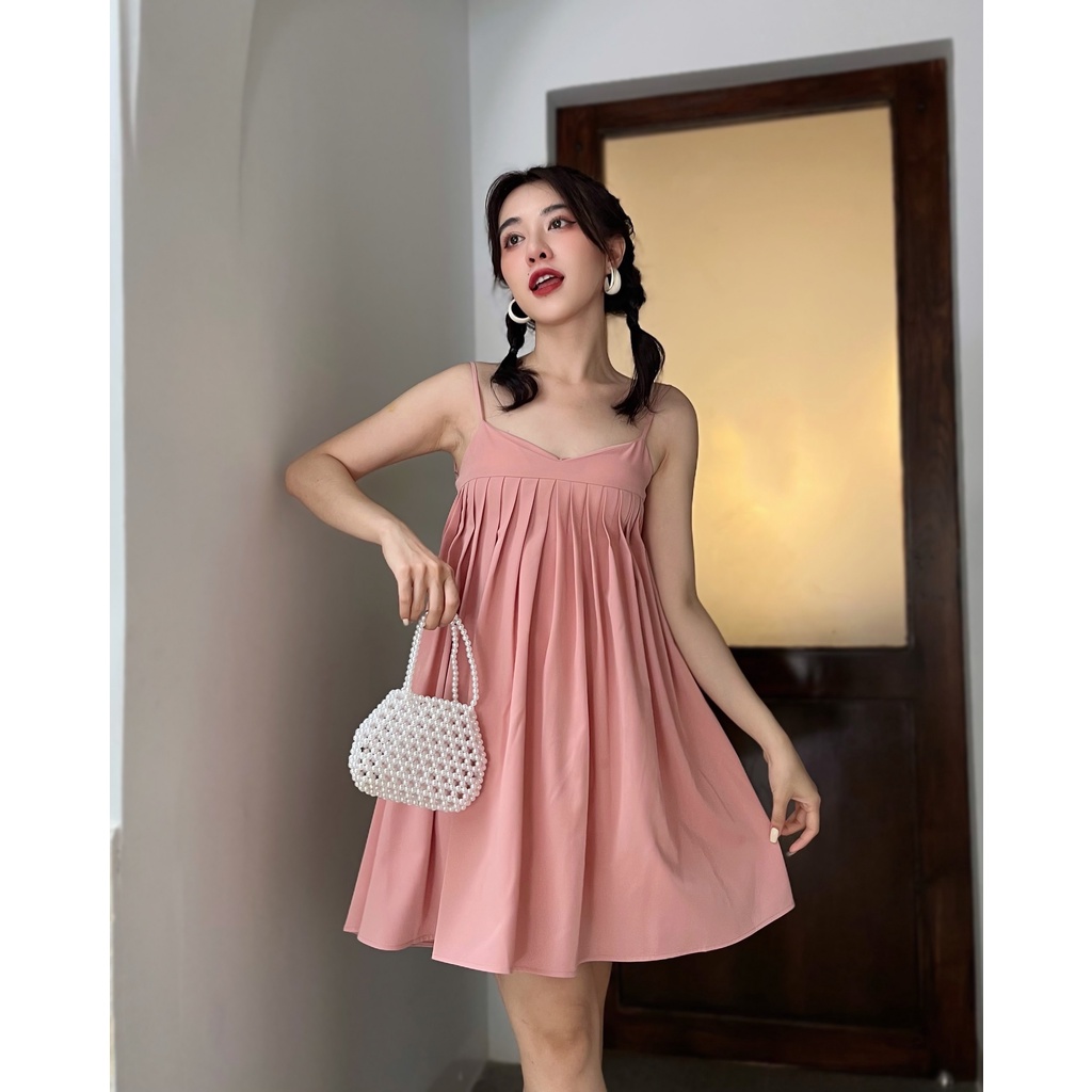 ĐẦM HAI DÂY CHIẾT EO XẾP LI NGỰC NHIỀU MÀU XINH XẮN - SELINA DRESS