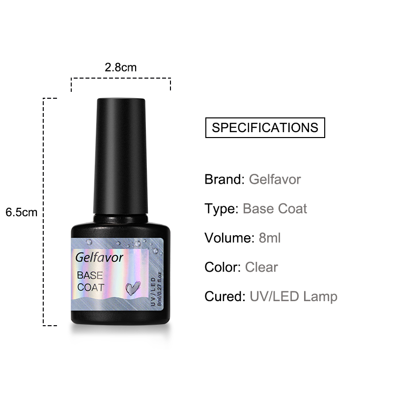 Ảnh Gelfavor 8ml Đế Coat top Coat ngâm off top Gel Ba Lan Sáng Cho Móng Tay Nghệ Thuật Thiết Kế Đèn LED / UV 4