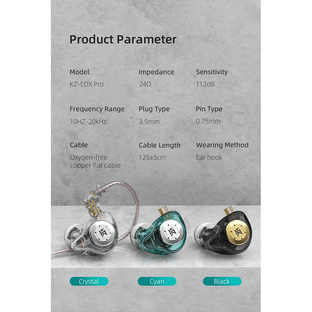 Tai nghe nhét tai KZ EDX Pro âm thanh hifi chống ồn DQ6 ED9 MT1 CA2 ZSNPRO | BigBuy360 - bigbuy360.vn