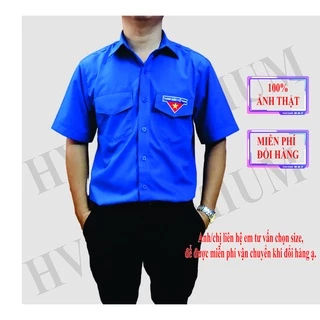 Áo đoàn, áo đoàn thanh niên Nam Nữ - Logo thêu - Vải Kate, bền màu cao