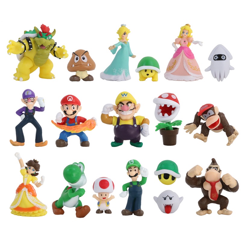 18 Cái / bộ Anime Nhật Bản Super Mario Nhân Vật Bộ Đồ Chơi PVC Luigi ...