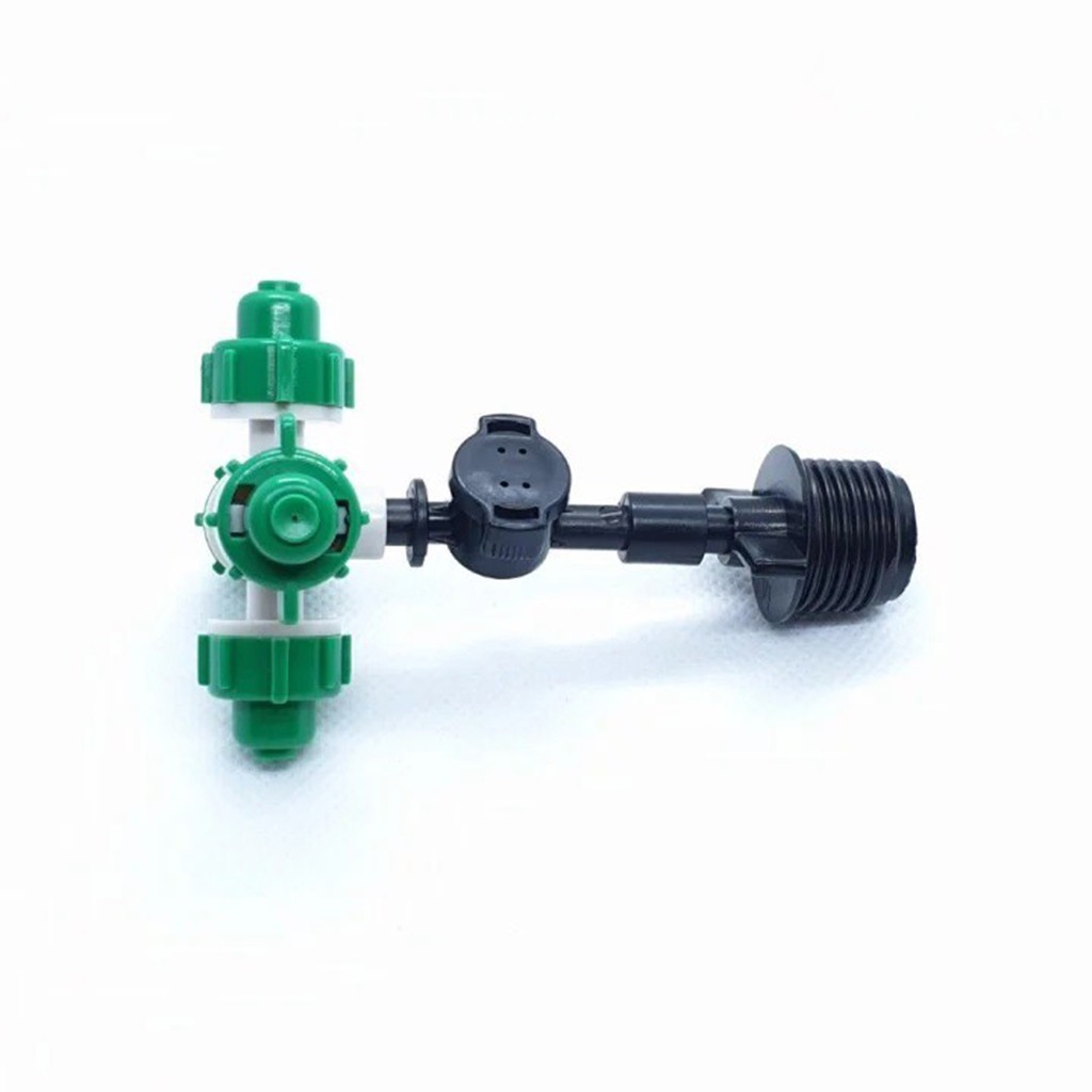 Béc Phun Sương Tưới Lan 4 Hướng Xanh - Nối Ren 21mm Kèm Van Chống Rỉ Nước