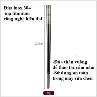 Combo 5 Đôi Đũa ĐEN PHÚC LÀNH Inox 304 Mạ Titanium - Hoa Văn Sang Trọng, Chống Trượt