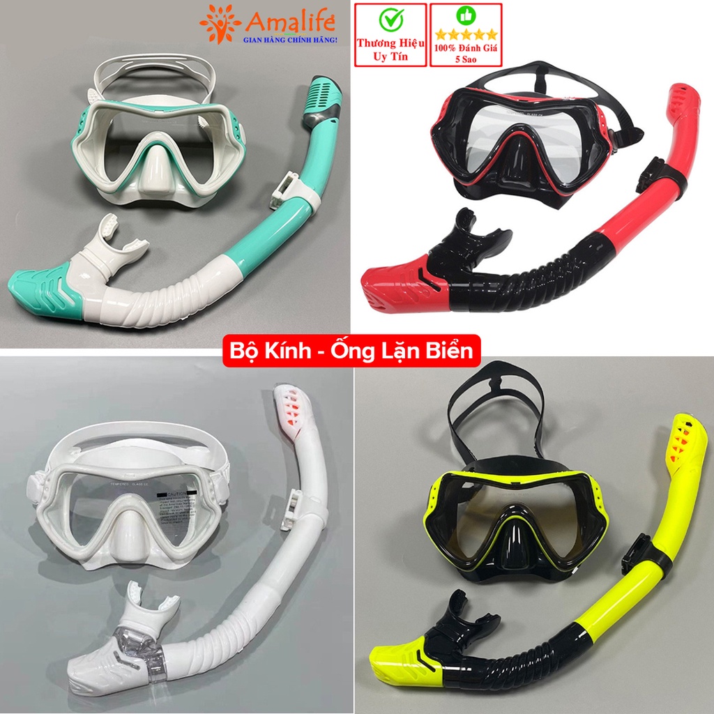 Ảnh Bộ Mặt Nạ Lặn Kèm Ống Thở Lặn Biển Ngăn Nước Cao Cấp – Mặt Kính Cường Lực Chống Mờ Cao Cấp Chính Hãng Amalife 1