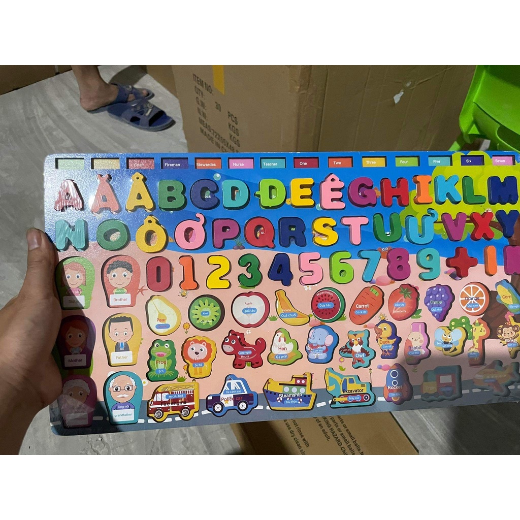 Bộ bảng số thông minh học số chữ cái động vật hoa quả phương tiện giao thông kèm trò chơi giải trí câu cá