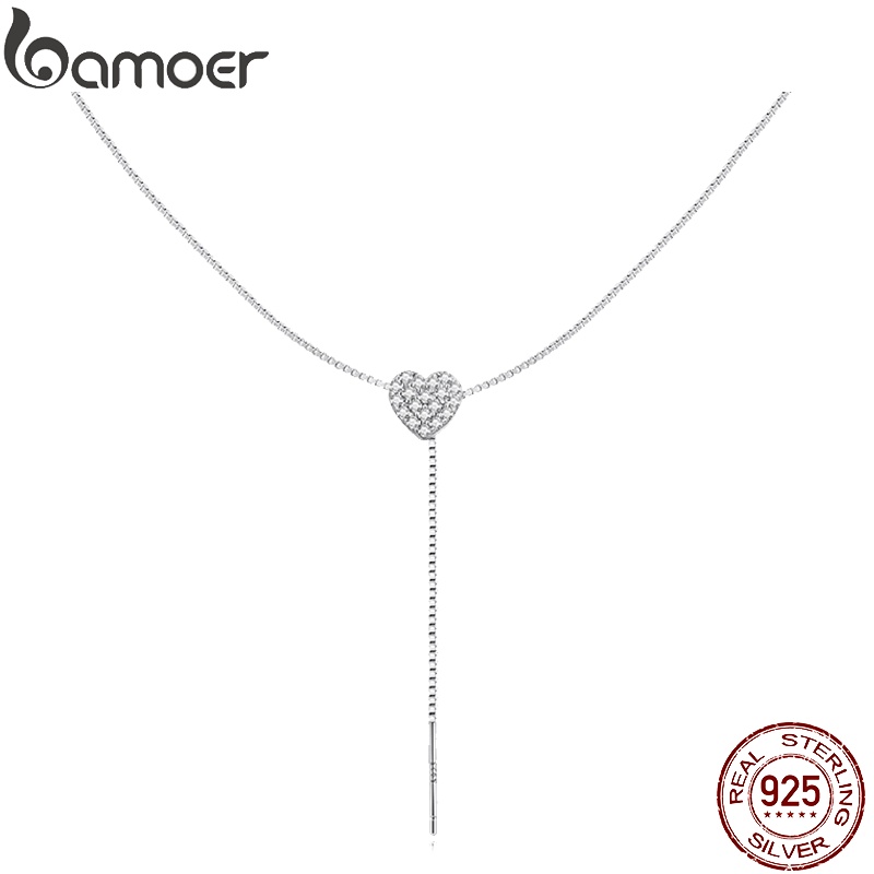 BAMOER Dây ChuyềN bạc 925 HìNh TráI Tim ThờI Trang