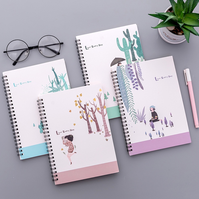 Sổ ghi chép lò xo A5 120 trang dễ thương viết vẽ cá nhân DIY Bullet Journal, Planner