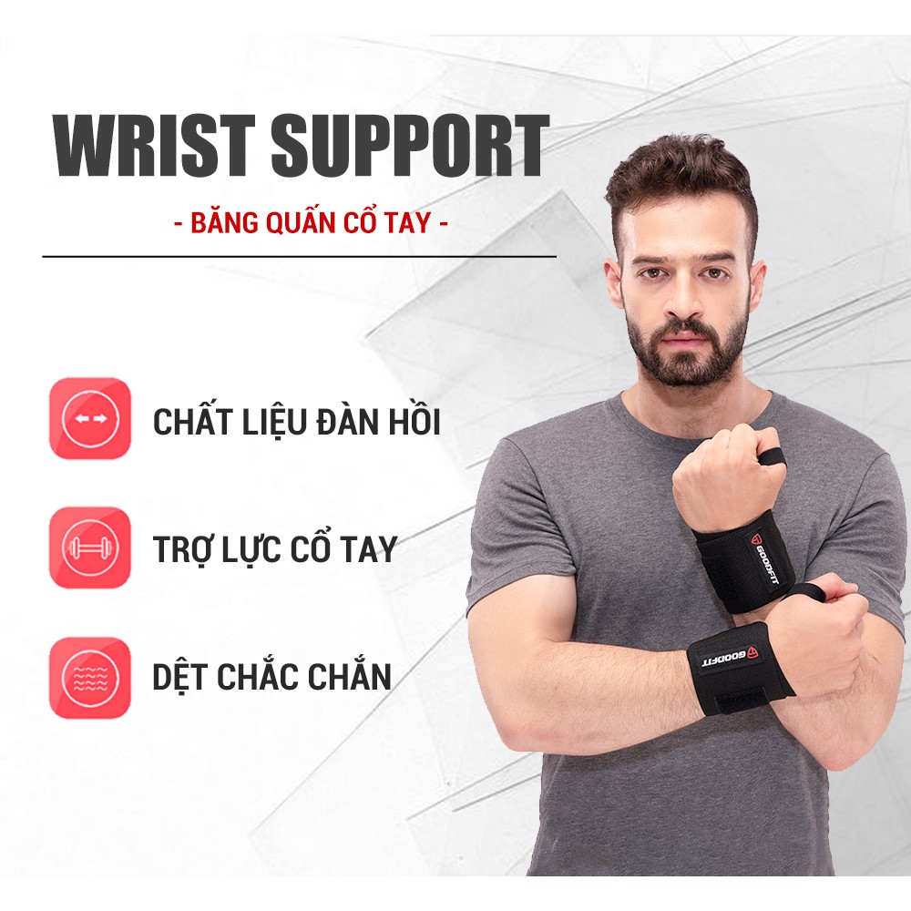 Ảnh Băng quấn cổ tay tập gym, boxing bảo vệ cổ tay, trợ lực khớp GoodFit GF301W 3