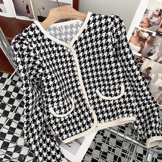 Áo Khoác blazer Tay Dài Dáng Rộng Họa Tiết Kẻ Ô Vuông Phong Cách Hàn Quốc Cổ Điển Thời Trang Cho Nữ Hàng