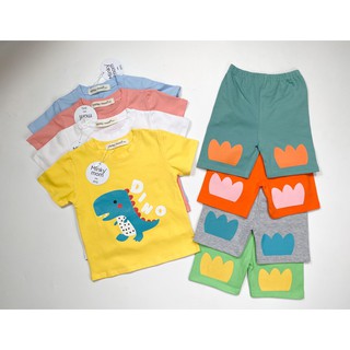 Bộ bé trai bộ bé gái ngắn tay hình con vật 100% cotton Minky Mom MK05